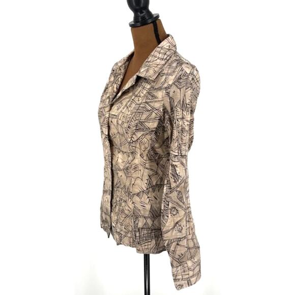 Peruvian Connection Beige & Brown Lightweight Fitted Blouse – Size 12 - Picture 3 of 8